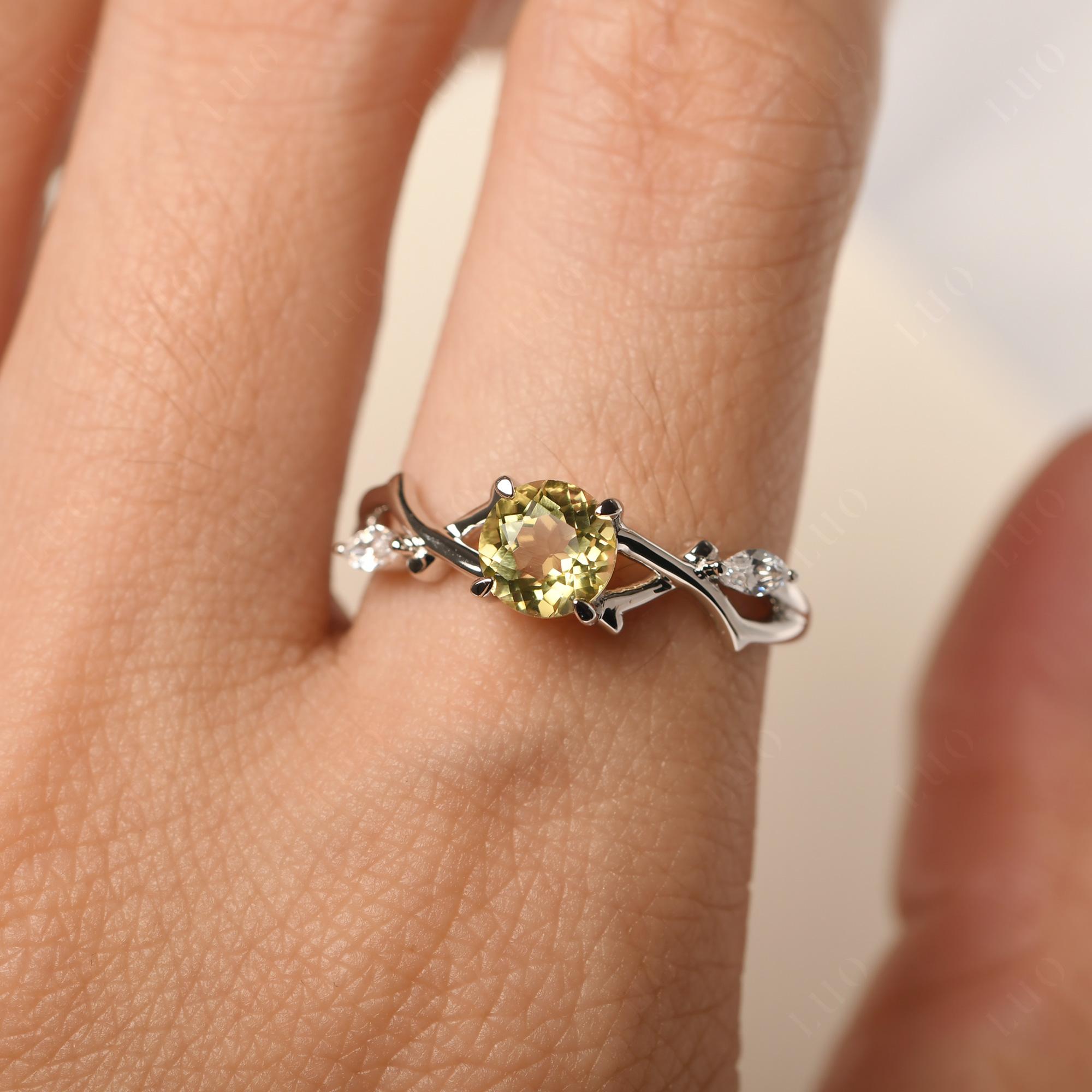 Lemon Quartz Twig Engagement Ring - LUO Jewelry 