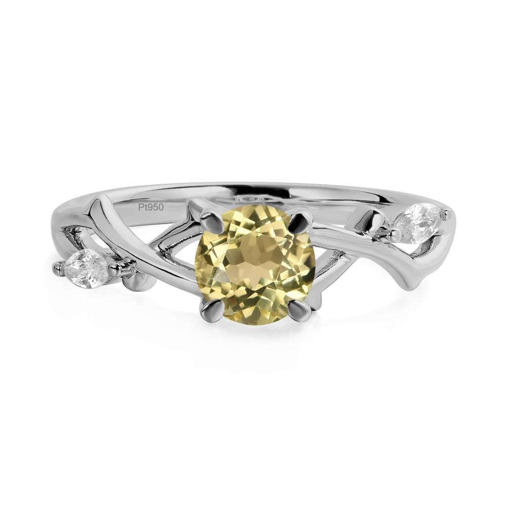 Lemon Quartz Twig Engagement Ring - LUO Jewelry #metal_platinum