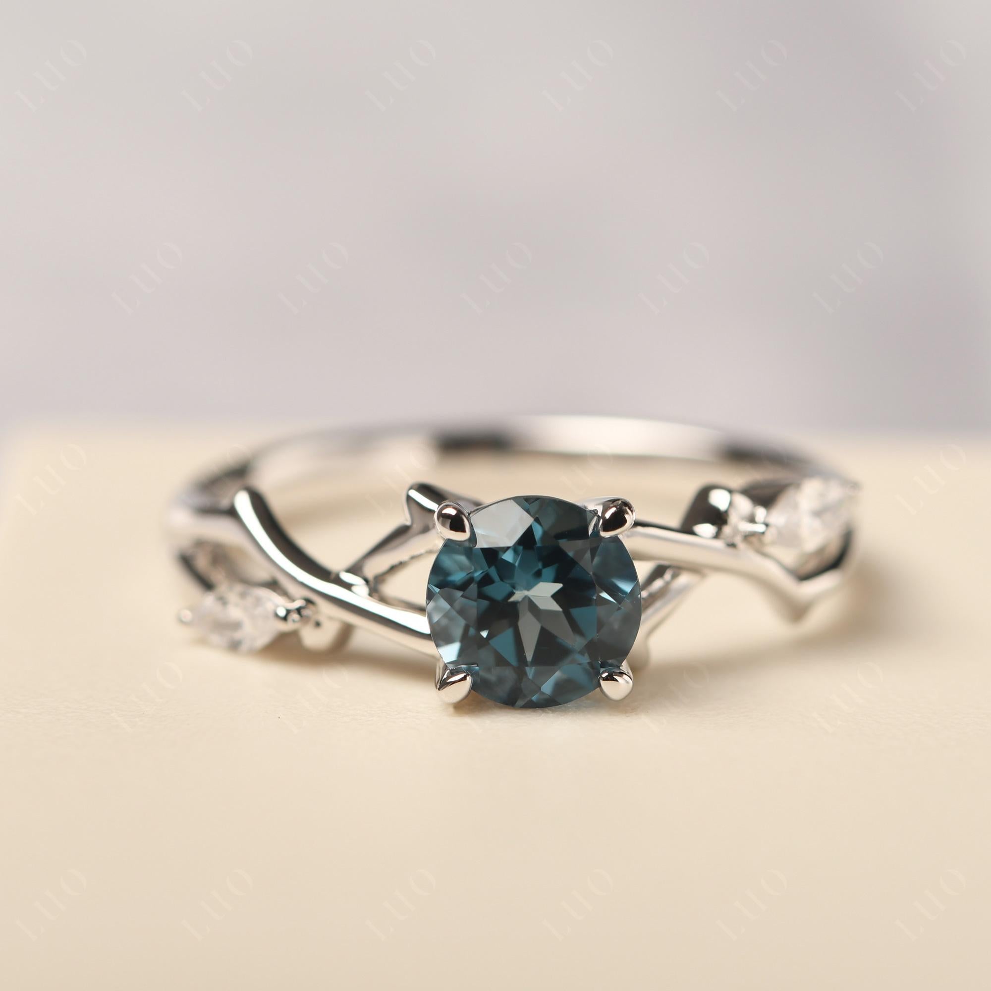 London Blue Topaz Twig Promise Ring - LUO Jewelry 