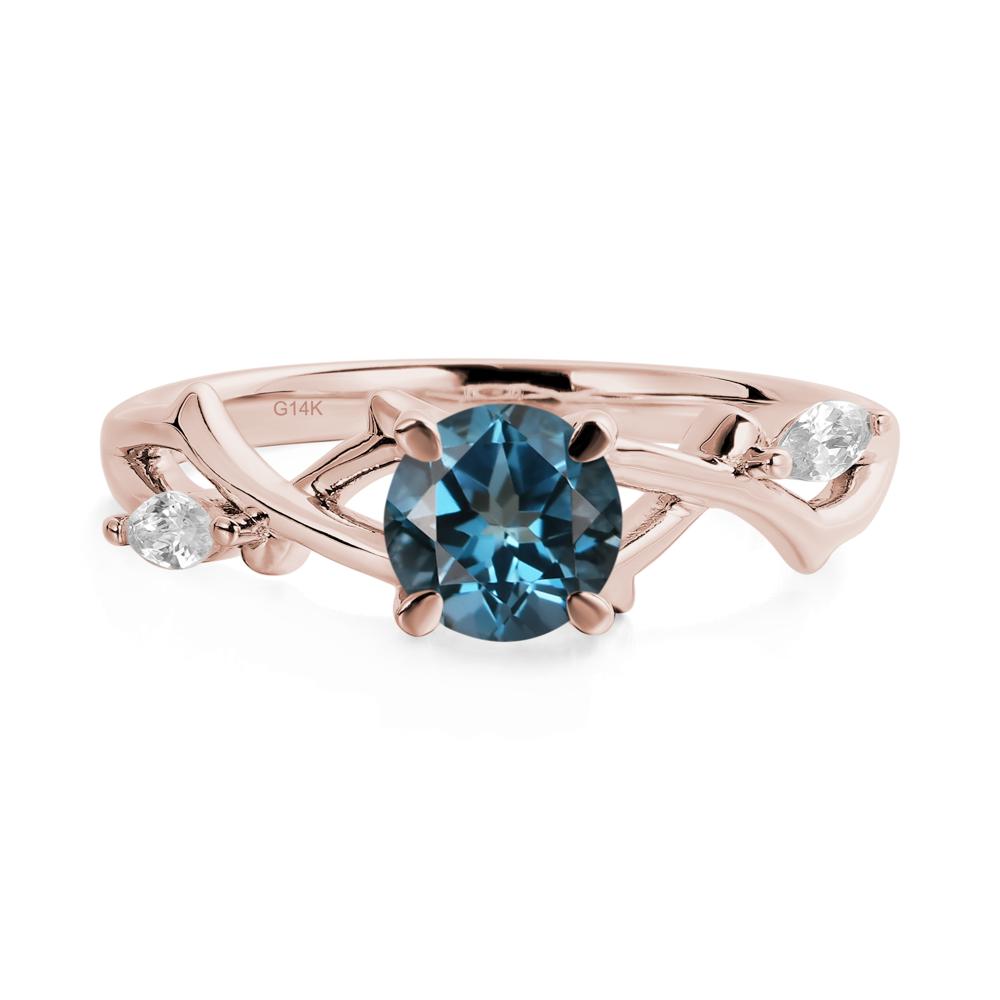 London Blue Topaz Twig Promise Ring - LUO Jewelry #metal_14k rose gold