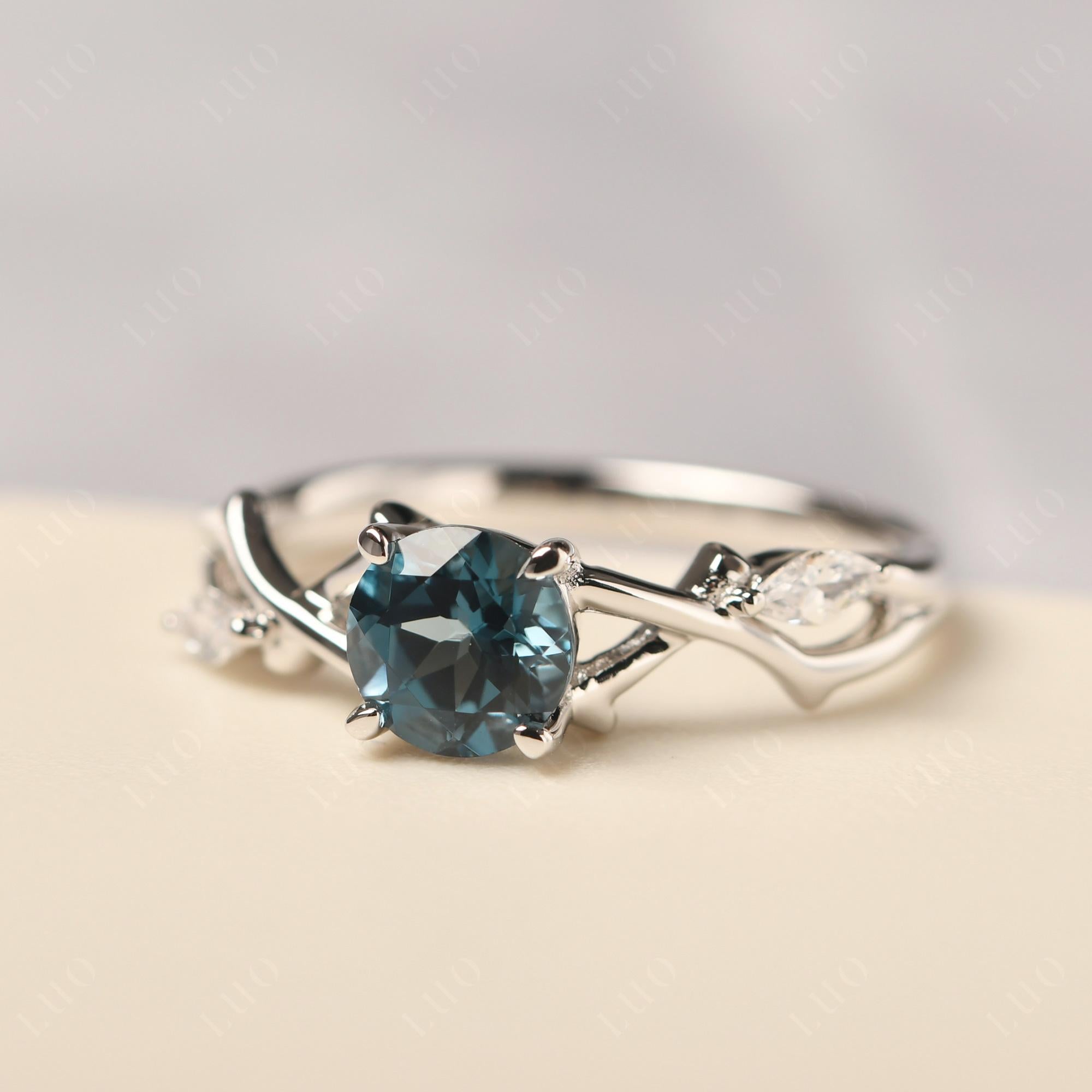 London Blue Topaz Twig Promise Ring - LUO Jewelry 