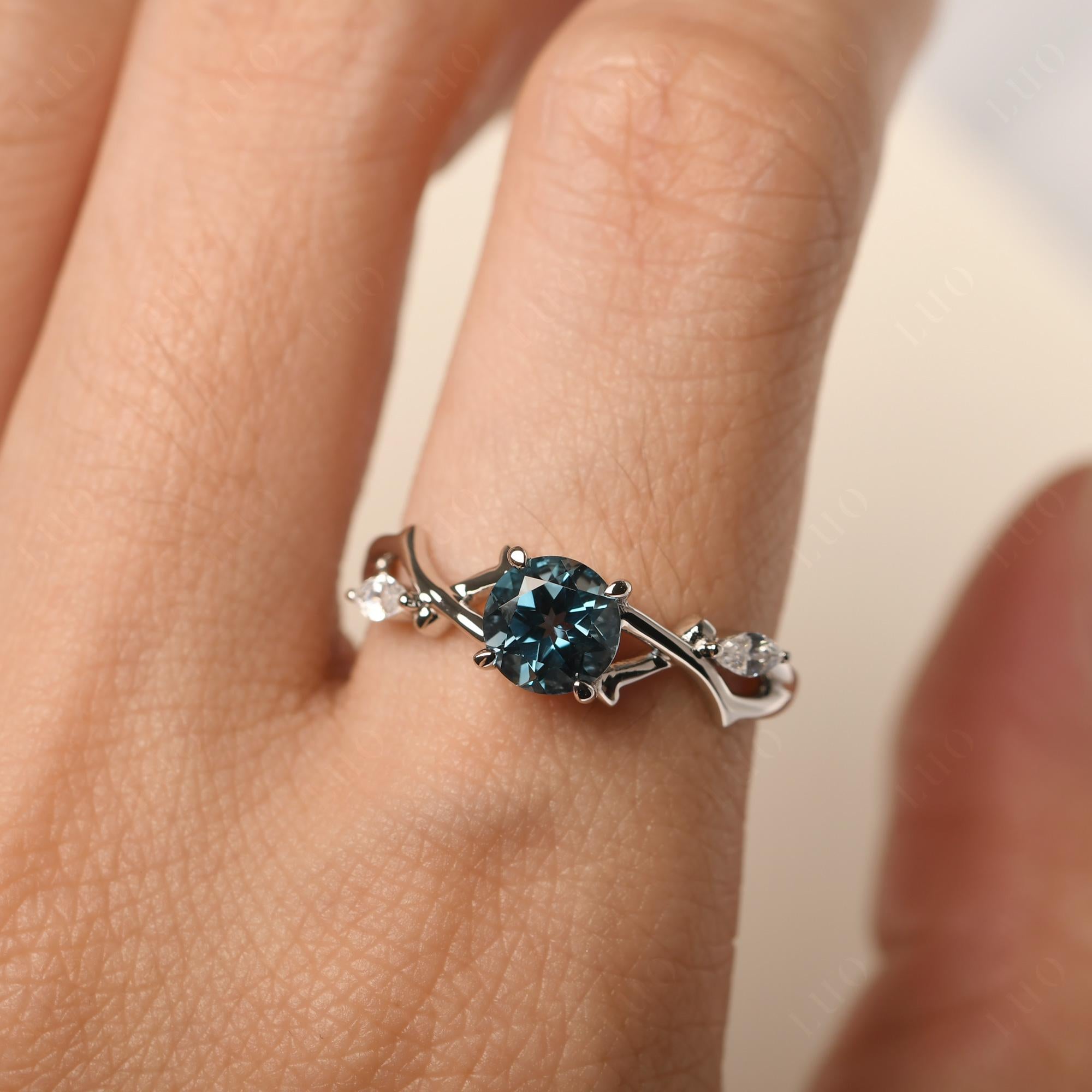 London Blue Topaz Twig Promise Ring - LUO Jewelry 