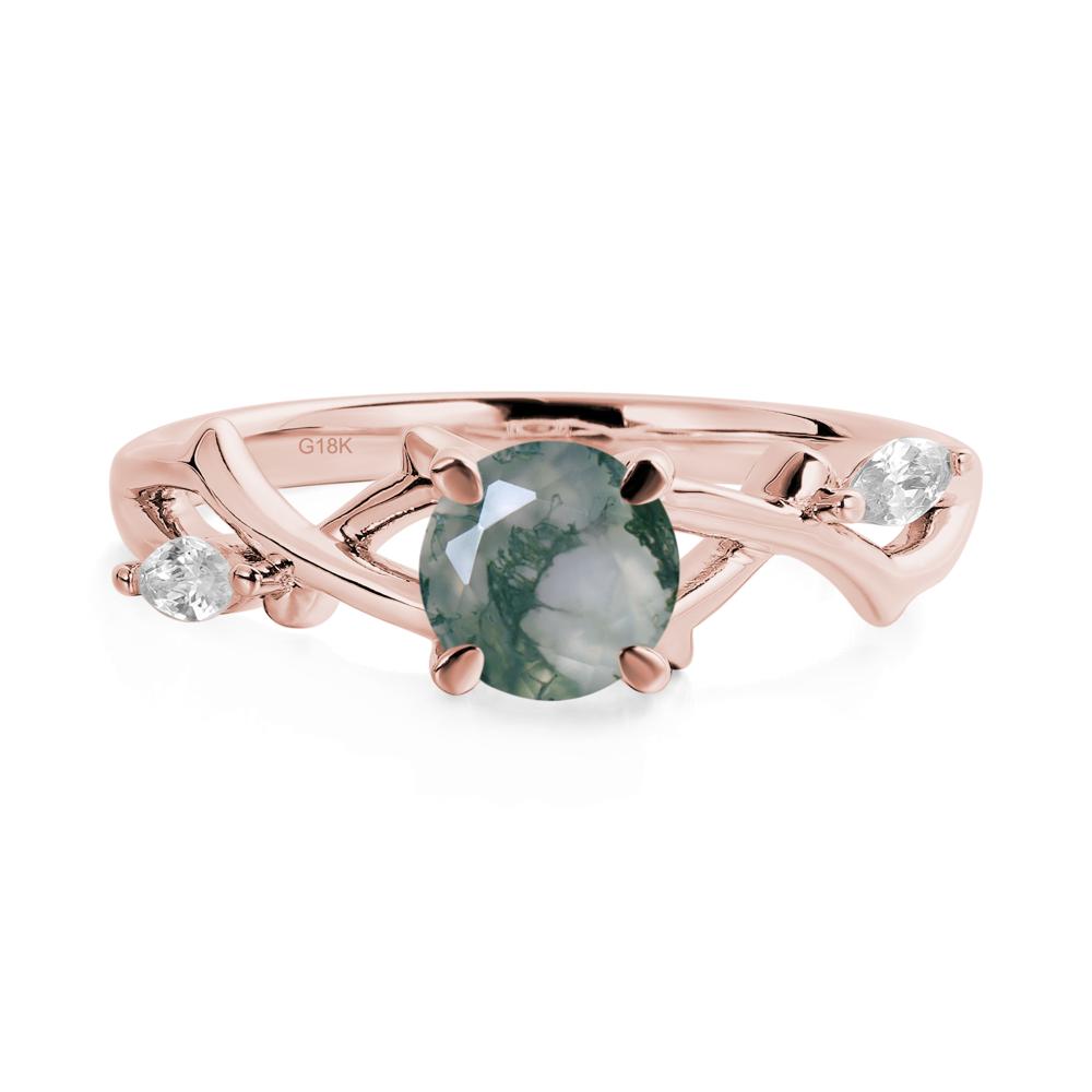 Moss Agate Twig Engagement Ring - LUO Jewelry #metal_18k rose gold