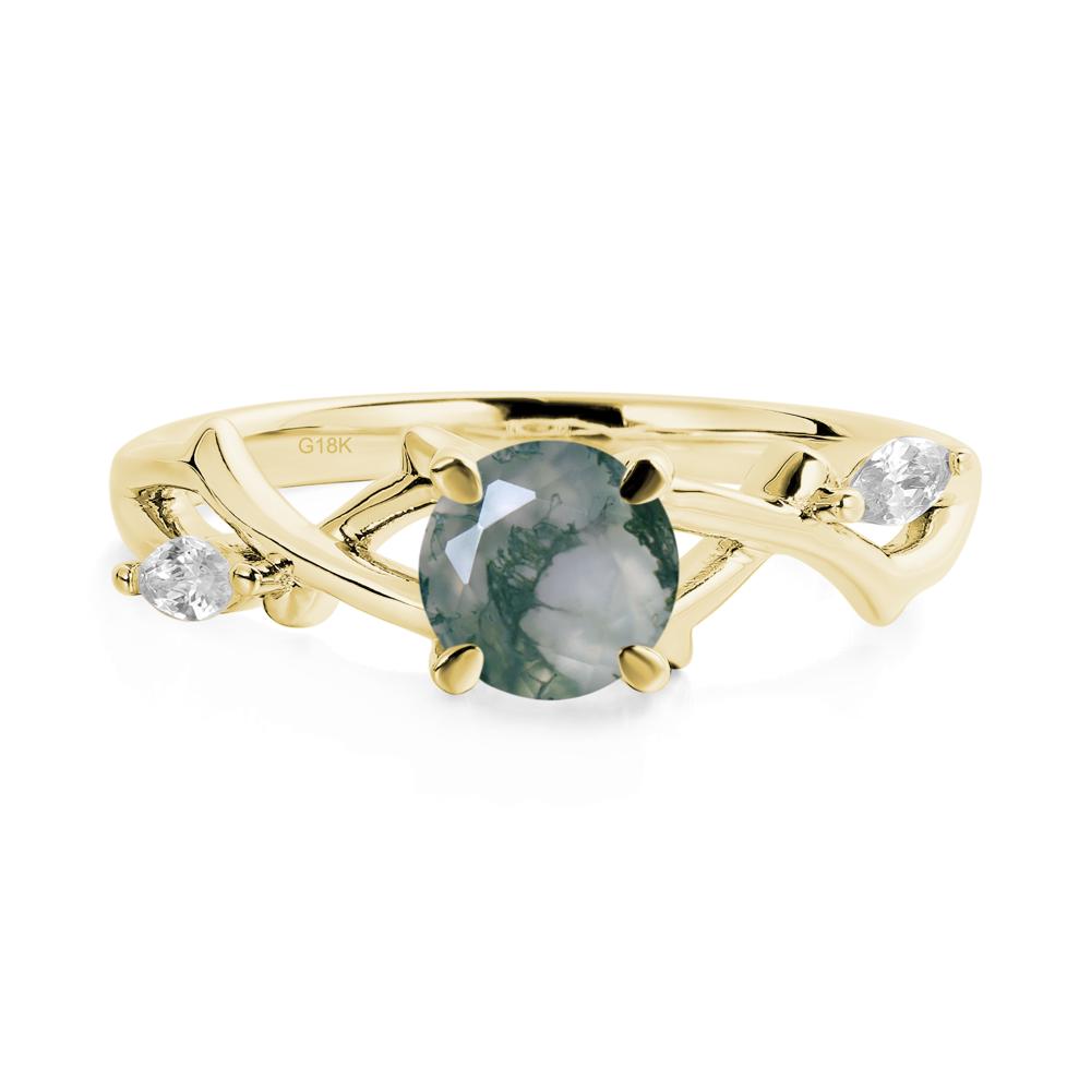 Moss Agate Twig Engagement Ring - LUO Jewelry #metal_18k yellow gold