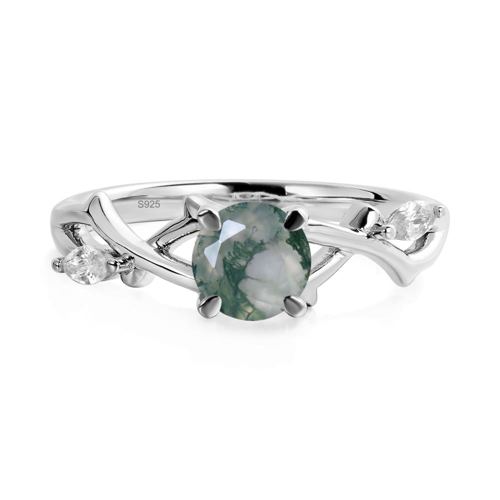 Moss Agate Twig Engagement Ring - LUO Jewelry #metal_sterling silver