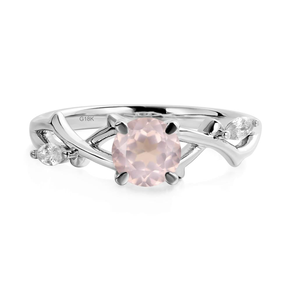 Rose Quartz Twig Engagement Ring - LUO Jewelry #metal_18k white gold