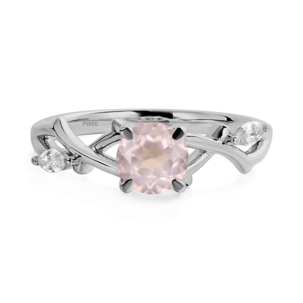 Rose Quartz Twig Engagement Ring - LUO Jewelry #metal_platinum