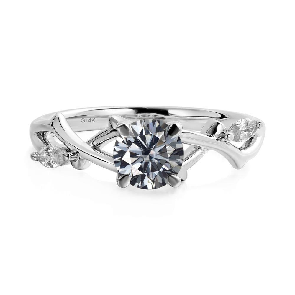 Grey Moissanite Twig Promise Ring | LUO Jewelry #metal_14k white gold