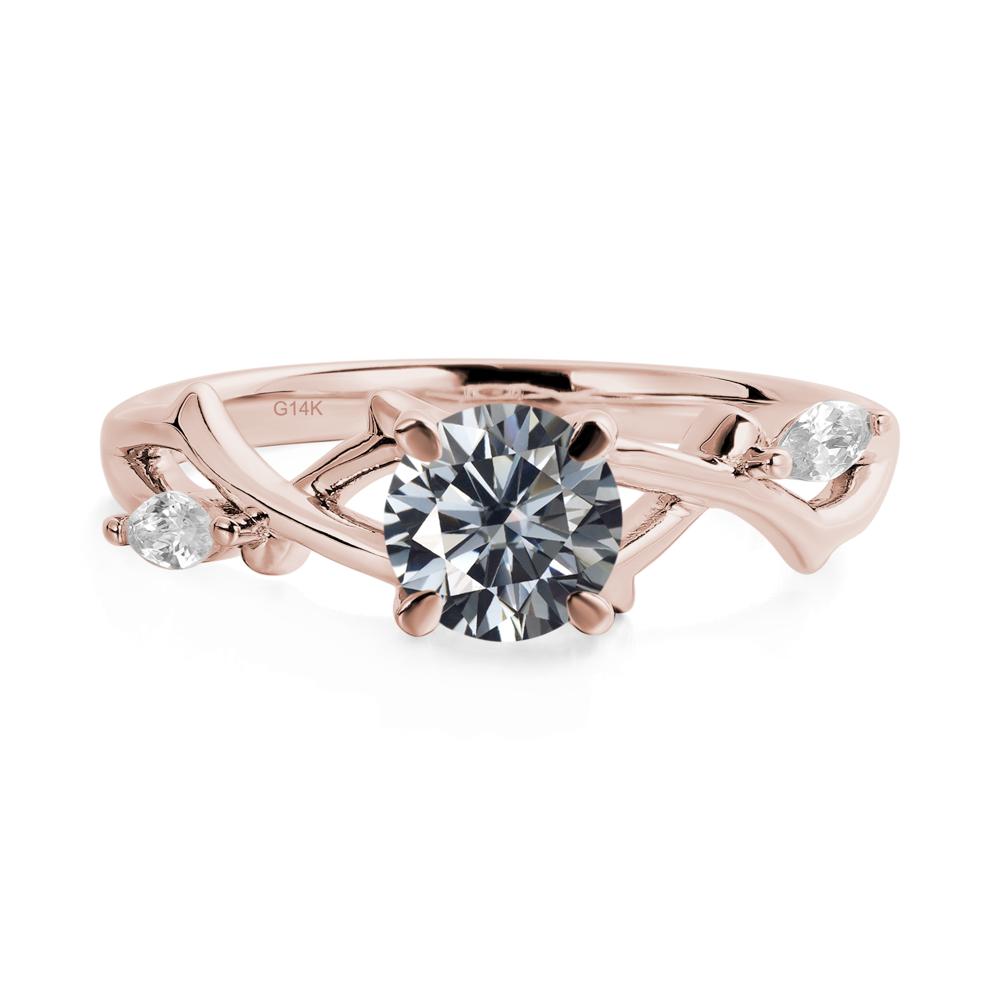 Grey Moissanite Twig Promise Ring - LUO Jewelry #metal_14k rose gold