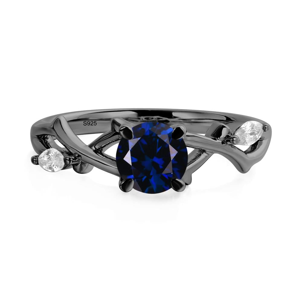 Sapphire Twig Engagement Ring - LUO Jewelry #metal_black finish sterling silver