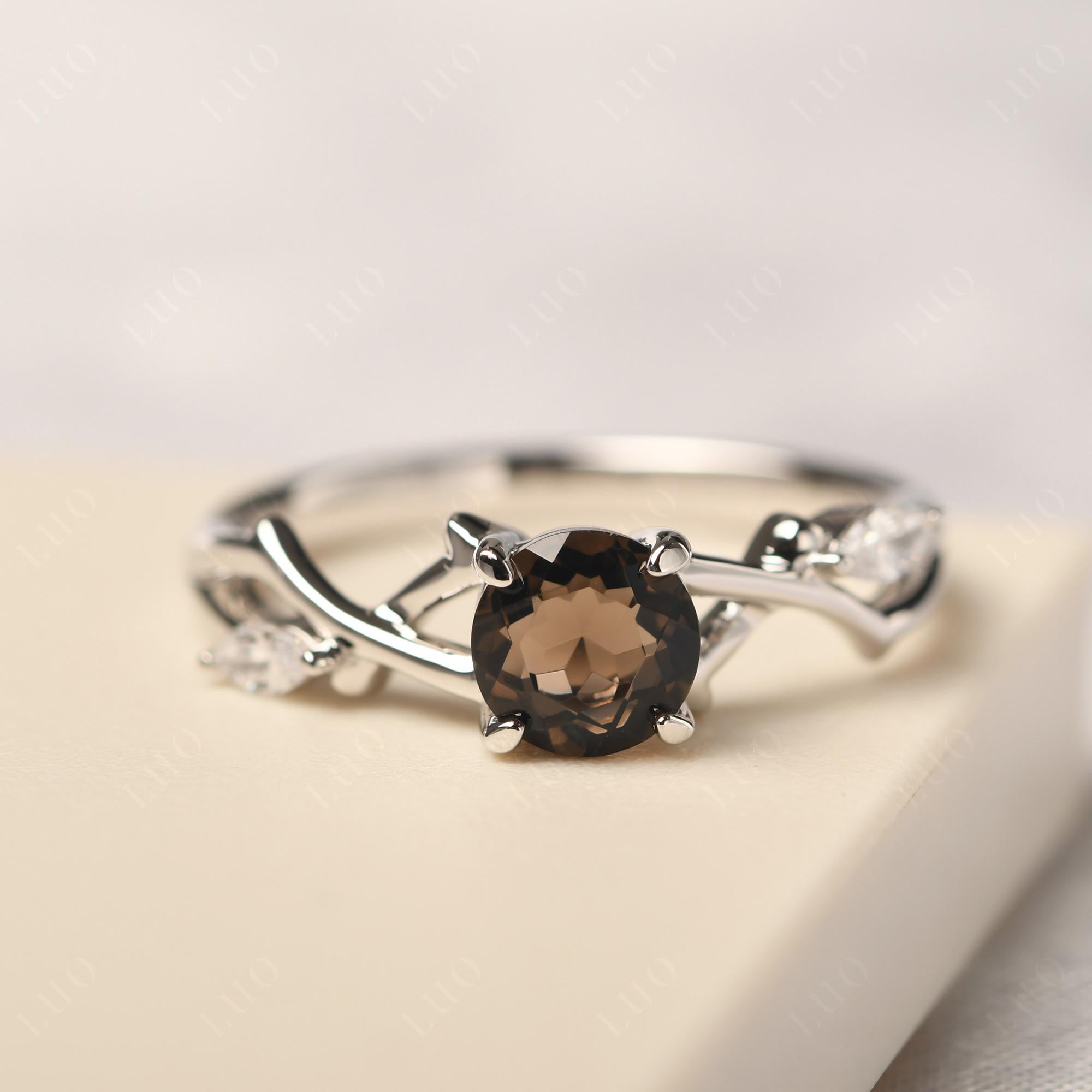 Smoky Quartz Twig Promise Ring - LUO Jewelry 