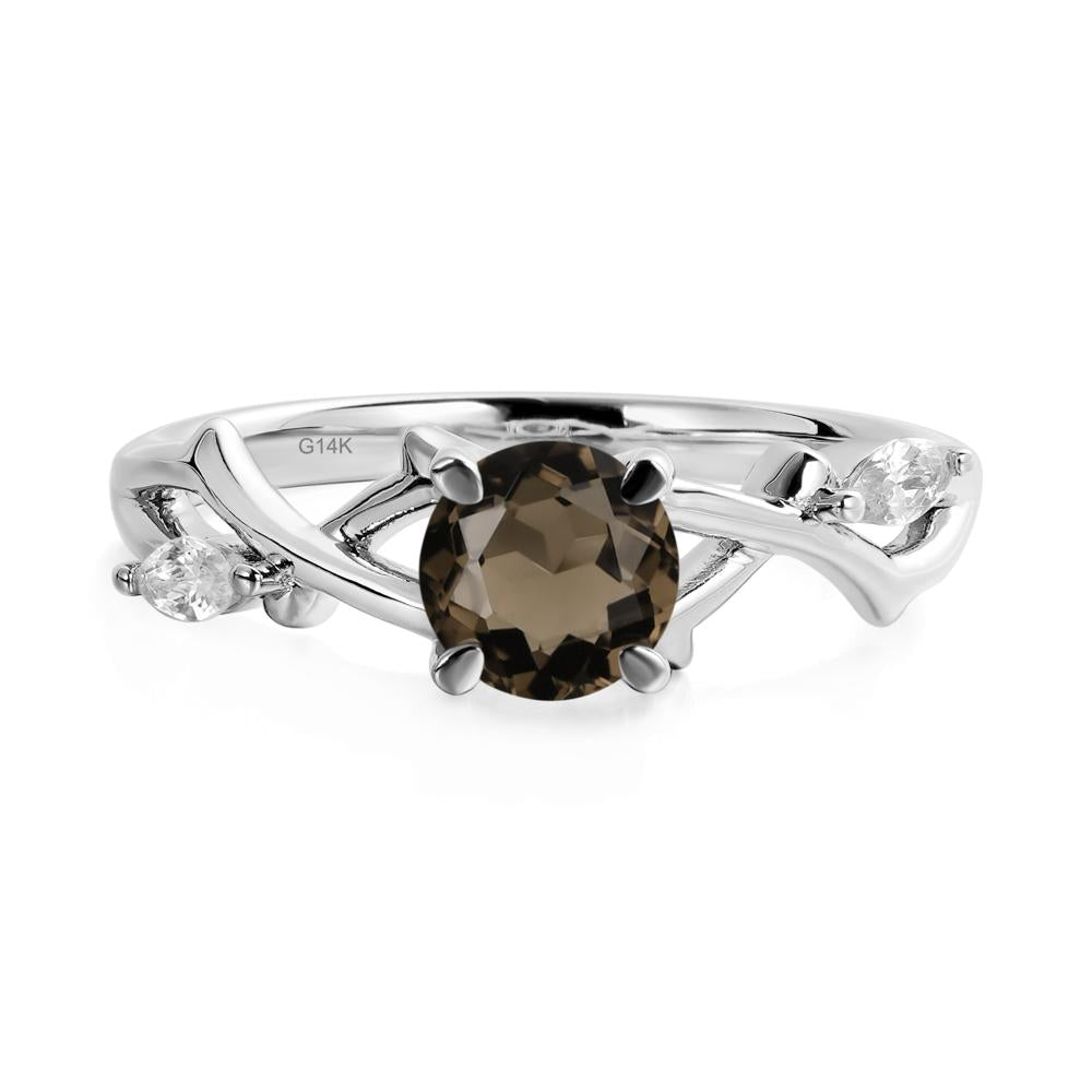 Smoky Quartz Twig Promise Ring - LUO Jewelry #metal_14k white gold