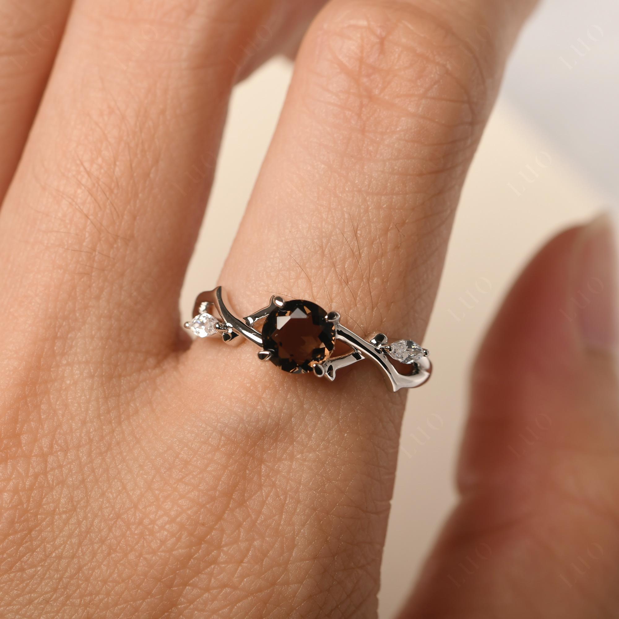 Smoky Quartz Twig Promise Ring - LUO Jewelry 