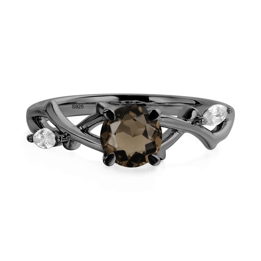 Smoky Quartz Twig Promise Ring - LUO Jewelry #metal_black finish sterling silver