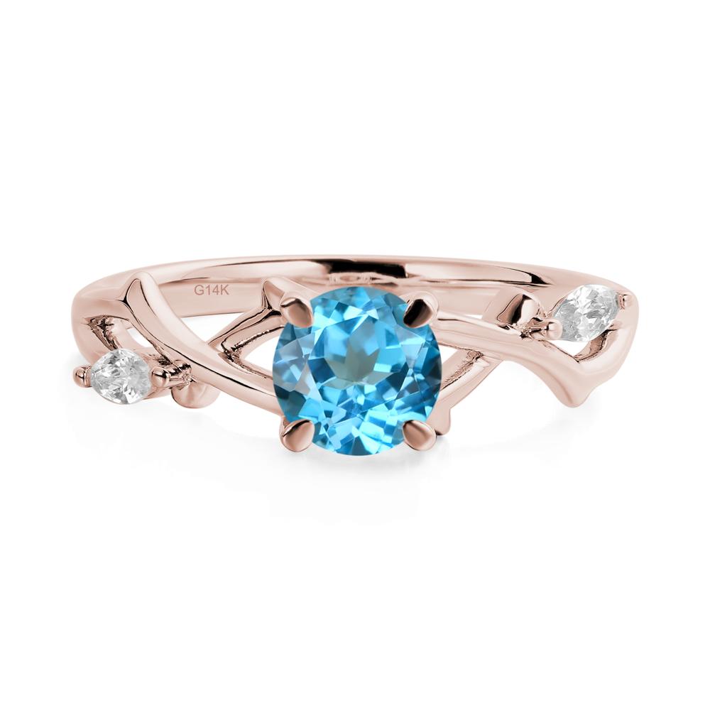 Swiss Blue Topaz Twig Engagement Ring - LUO Jewelry #metal_14k rose gold