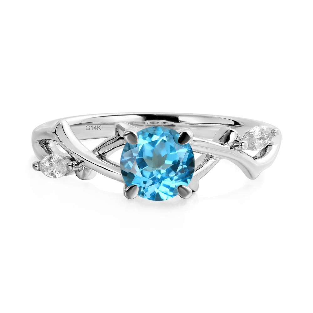 Swiss Blue Topaz Twig Engagement Ring - LUO Jewelry #metal_14k white gold