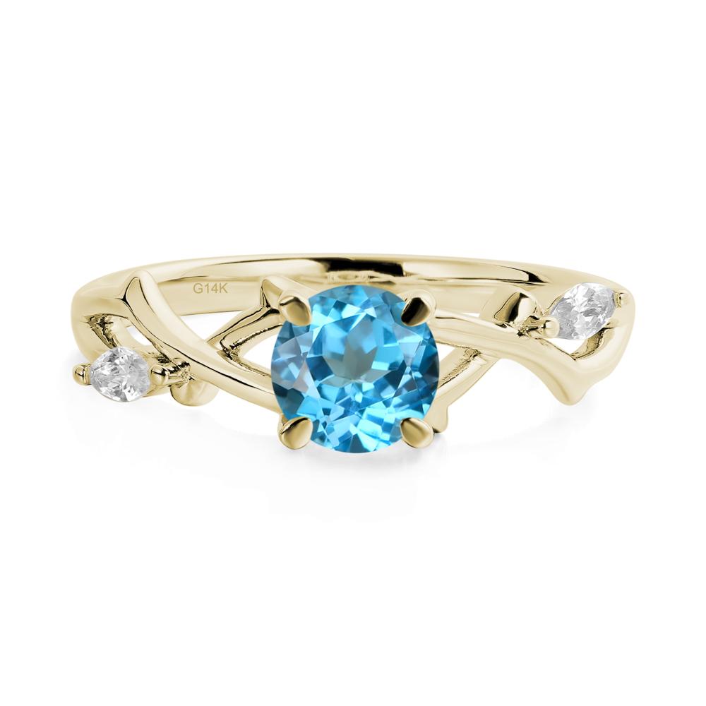 Swiss Blue Topaz Twig Engagement Ring - LUO Jewelry #metal_14k yellow gold