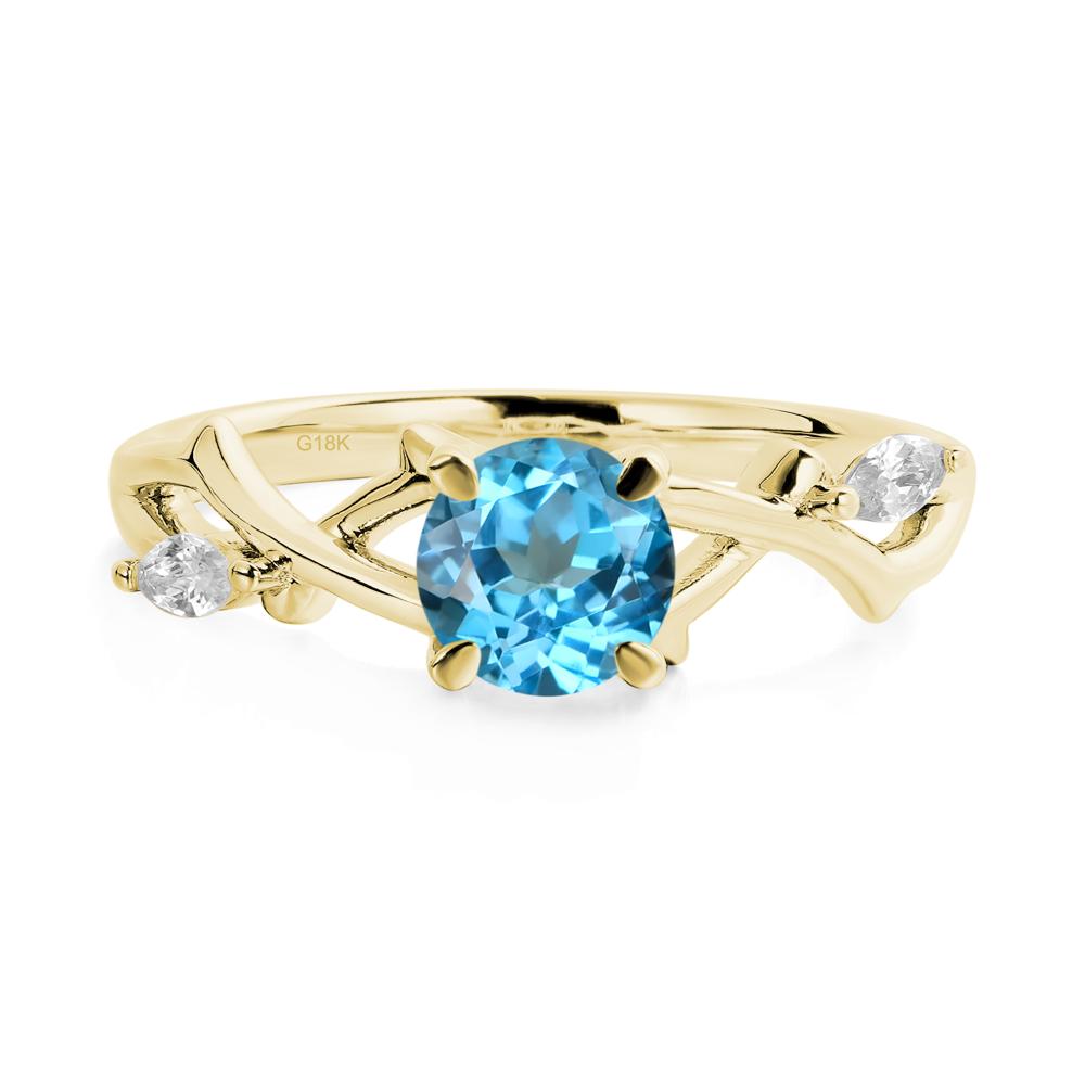 Swiss Blue Topaz Twig Engagement Ring - LUO Jewelry #metal_18k yellow gold