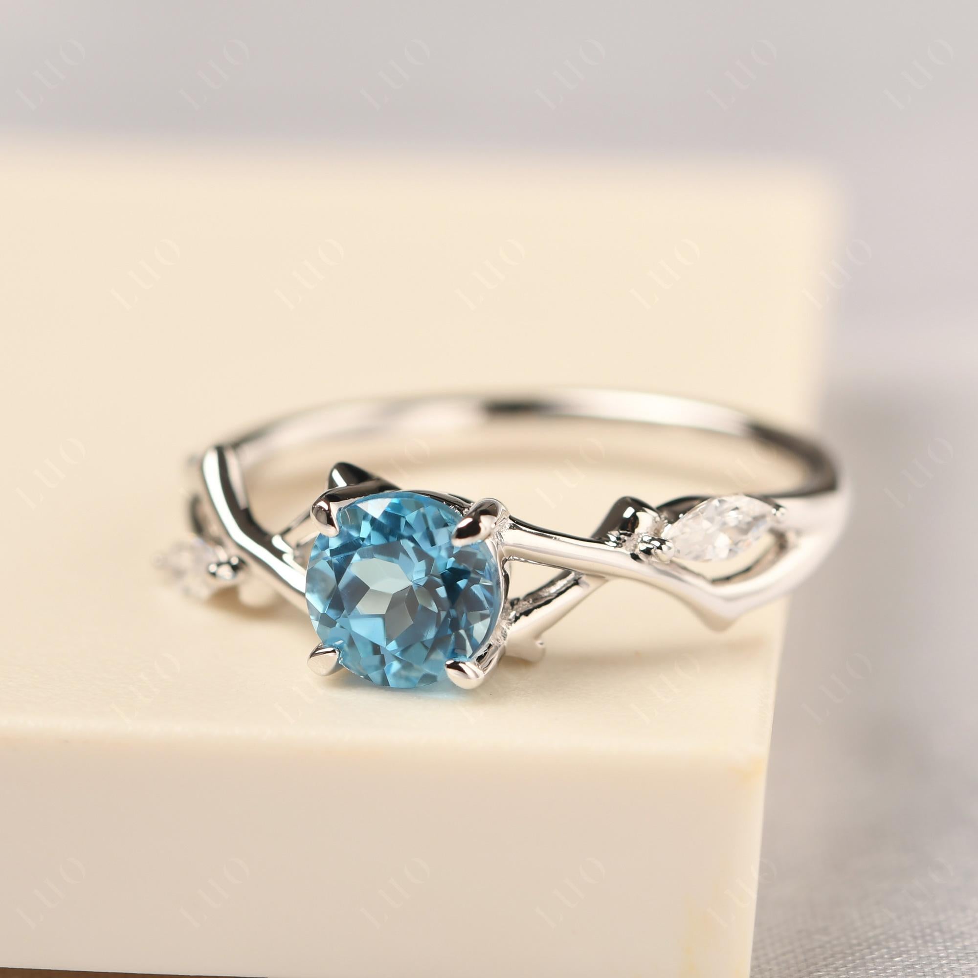 Swiss Blue Topaz Twig Engagement Ring - LUO Jewelry 