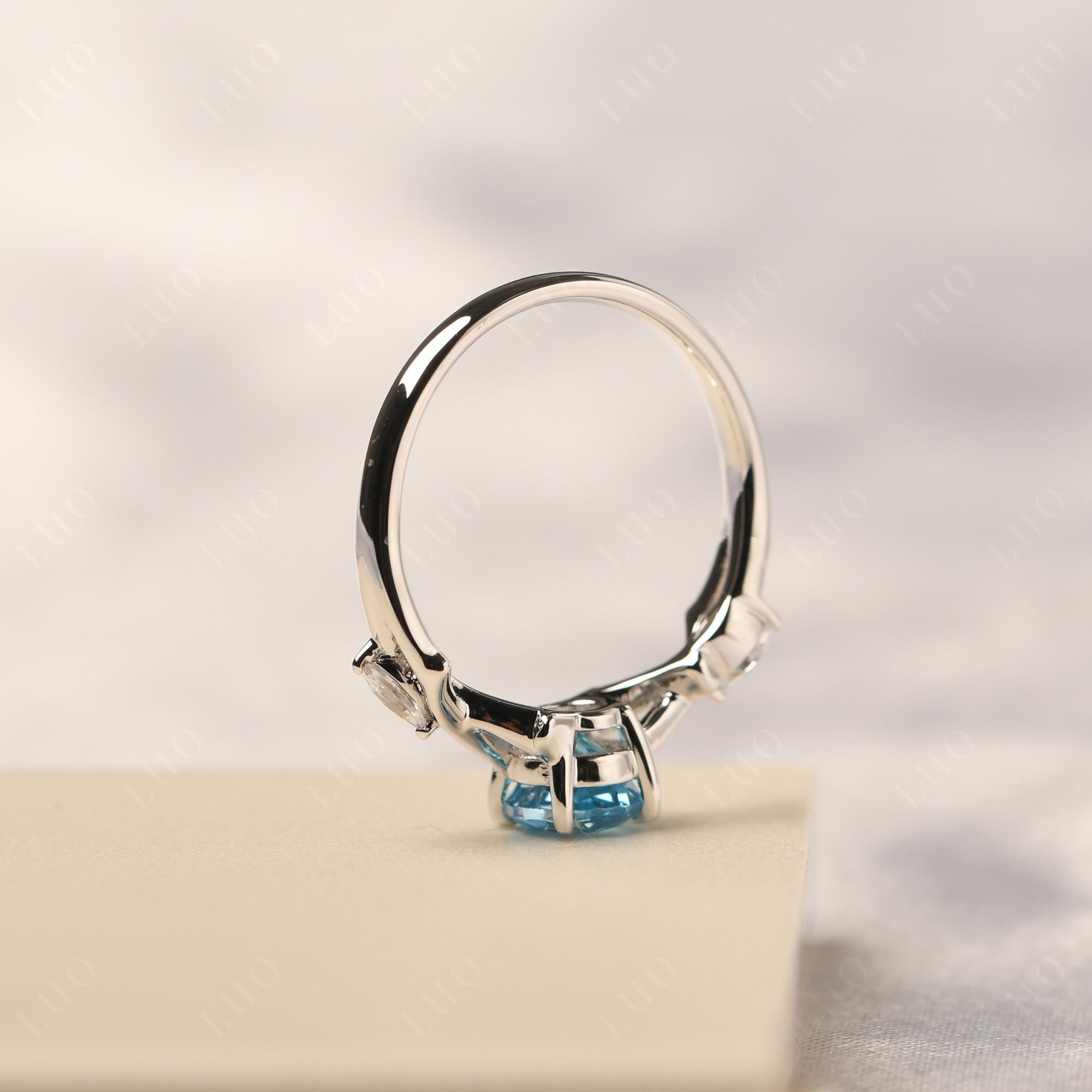 Swiss Blue Topaz Twig Engagement Ring - LUO Jewelry 