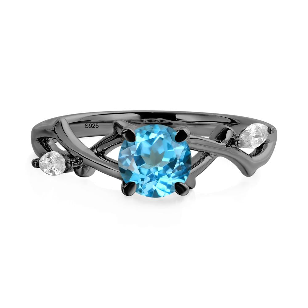 Swiss Blue Topaz Twig Engagement Ring - LUO Jewelry #metal_black finish sterling silver