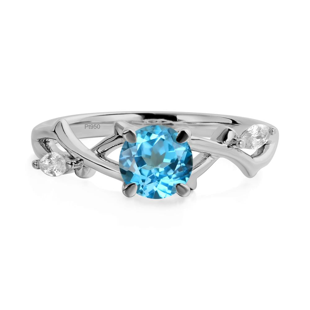 Swiss Blue Topaz Twig Engagement Ring - LUO Jewelry #metal_platinum