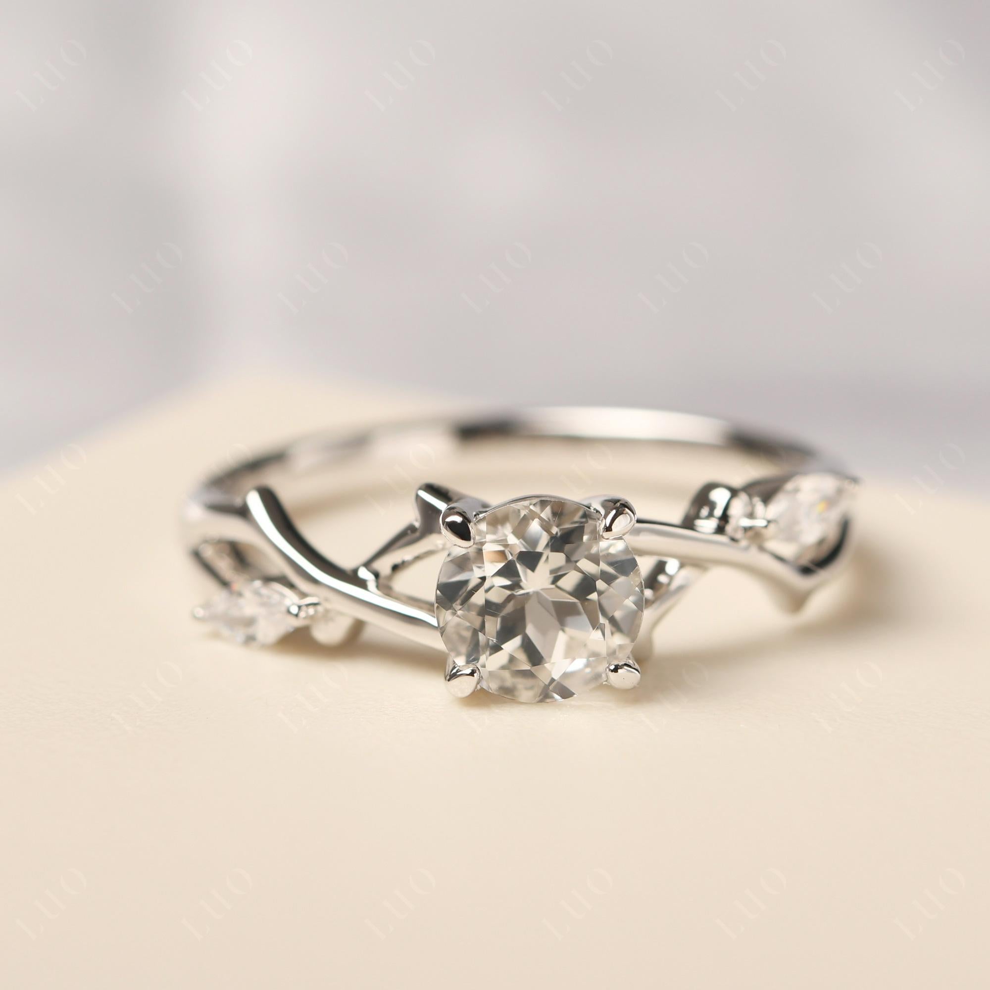 White Topaz Twig Promise Ring - LUO Jewelry 