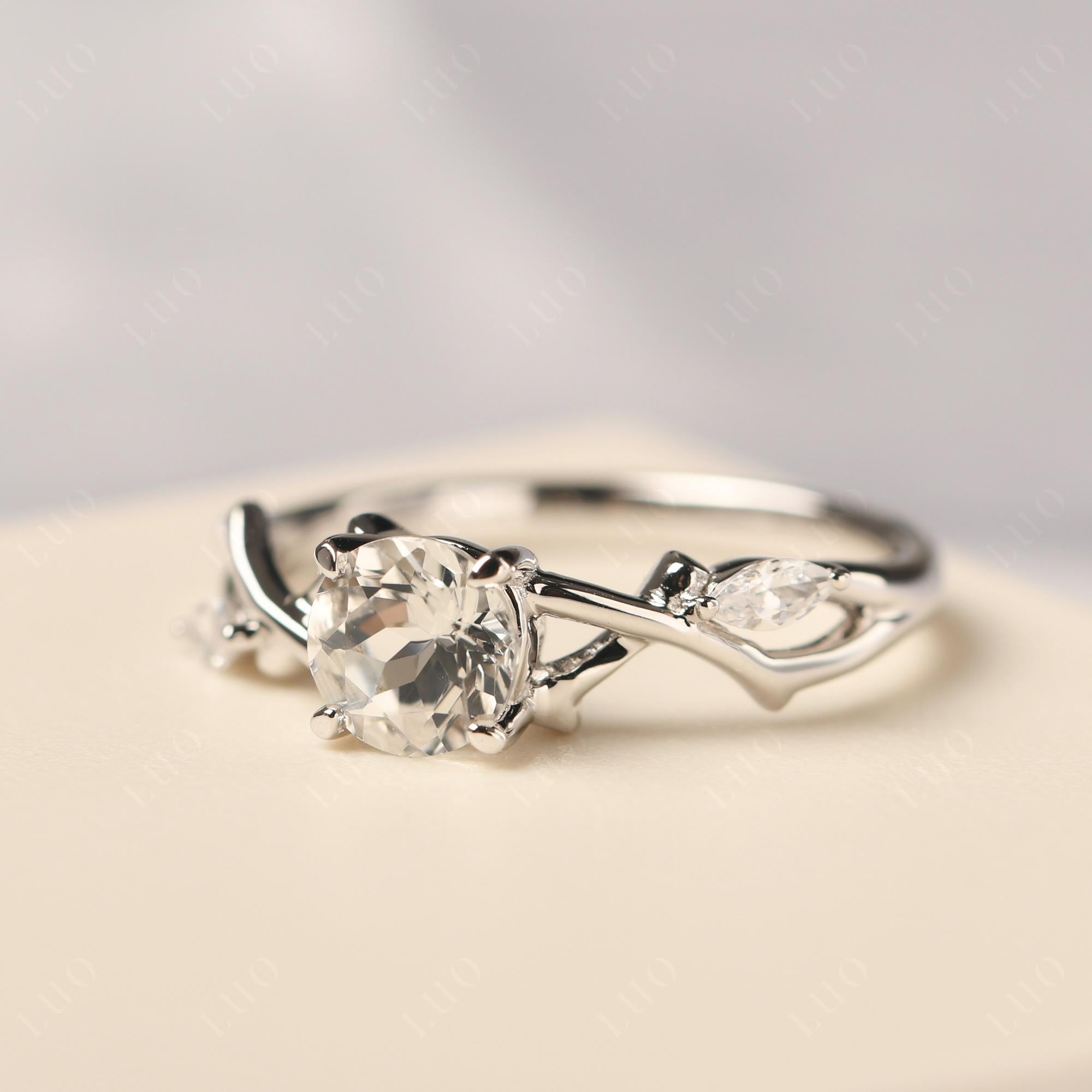 White Topaz Twig Promise Ring - LUO Jewelry 