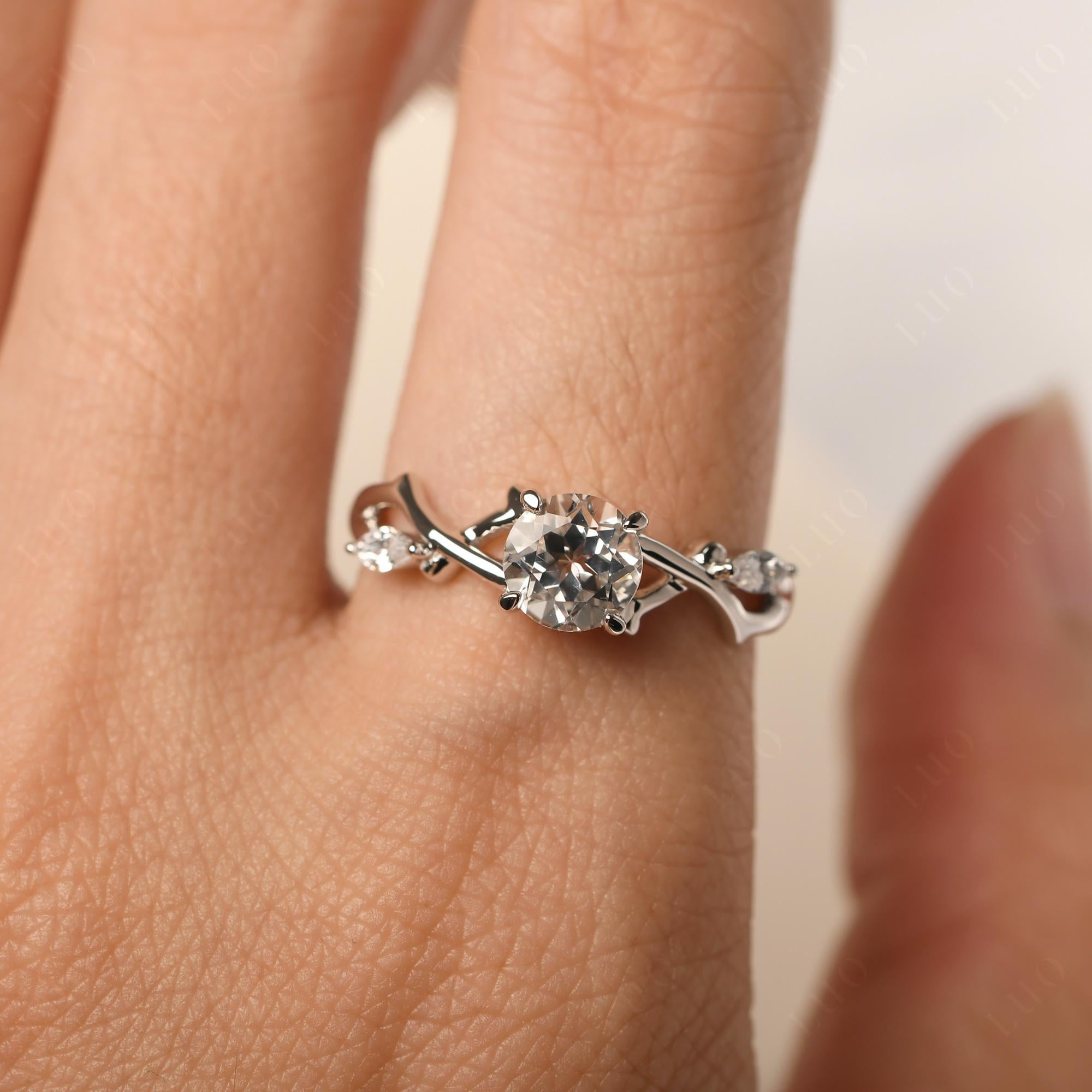 White Topaz Twig Promise Ring - LUO Jewelry 