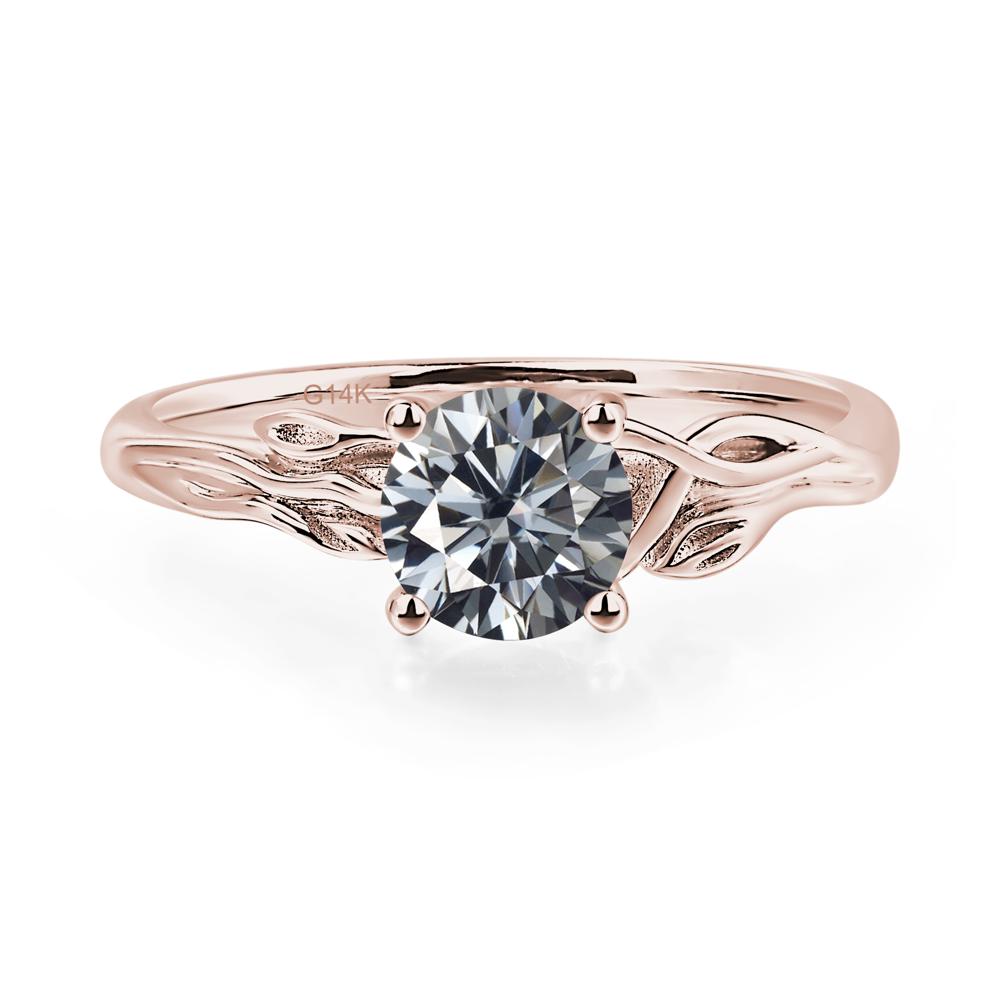 Petite Grey Moissanite Leaf Ring | LUO Jewelry #metal_14k rose gold