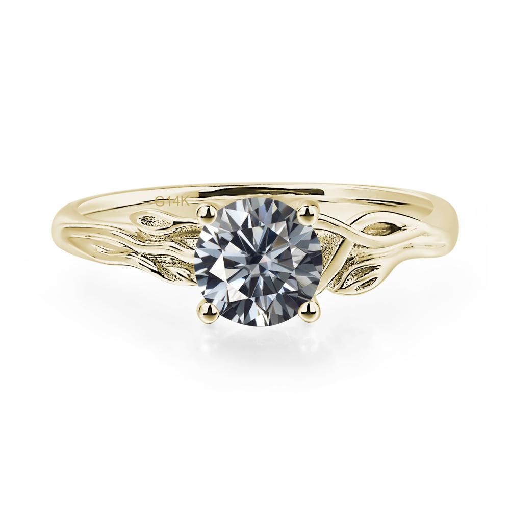 Petite Grey Moissanite Leaf Ring | LUO Jewelry #metal_14k yellow gold