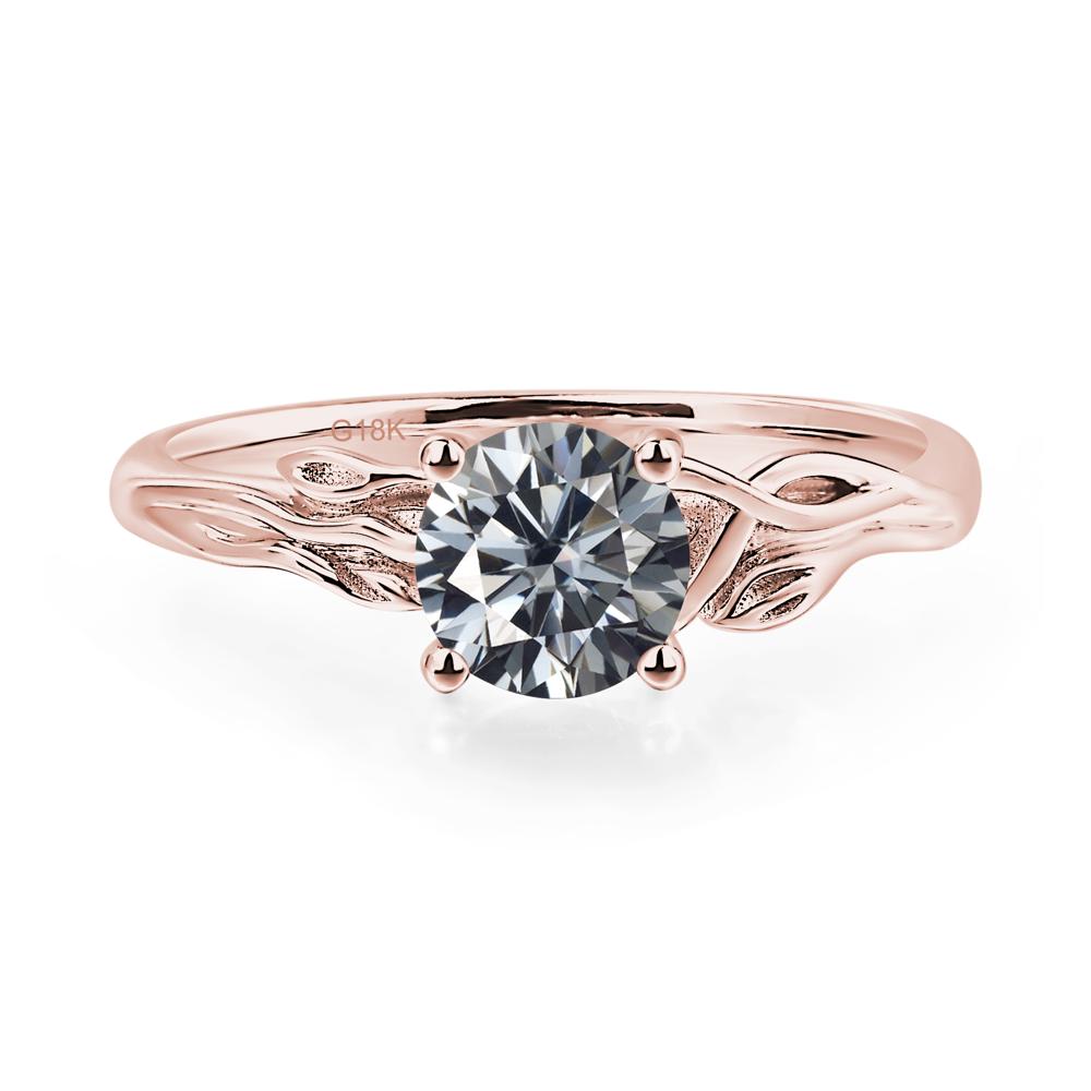 Petite Grey Moissanite Leaf Ring | LUO Jewelry #metal_18k rose gold