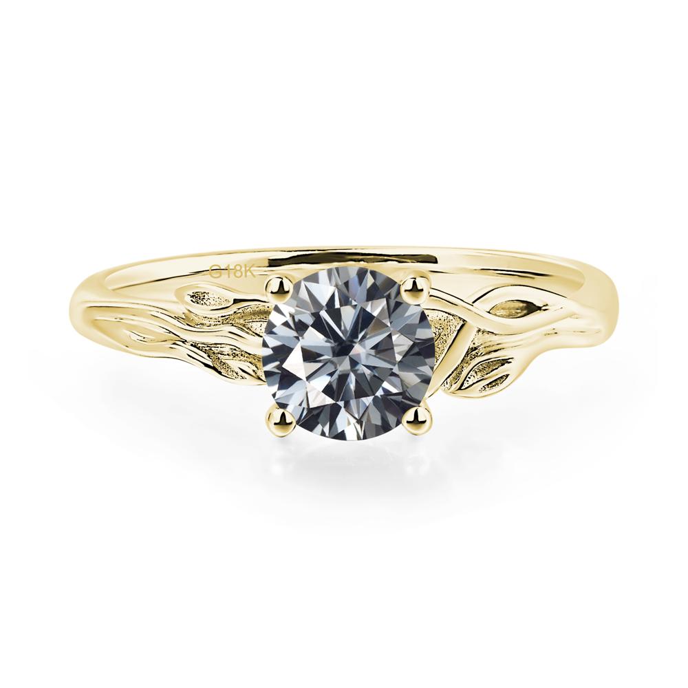 Petite Grey Moissanite Leaf Ring | LUO Jewelry #metal_18k yellow gold