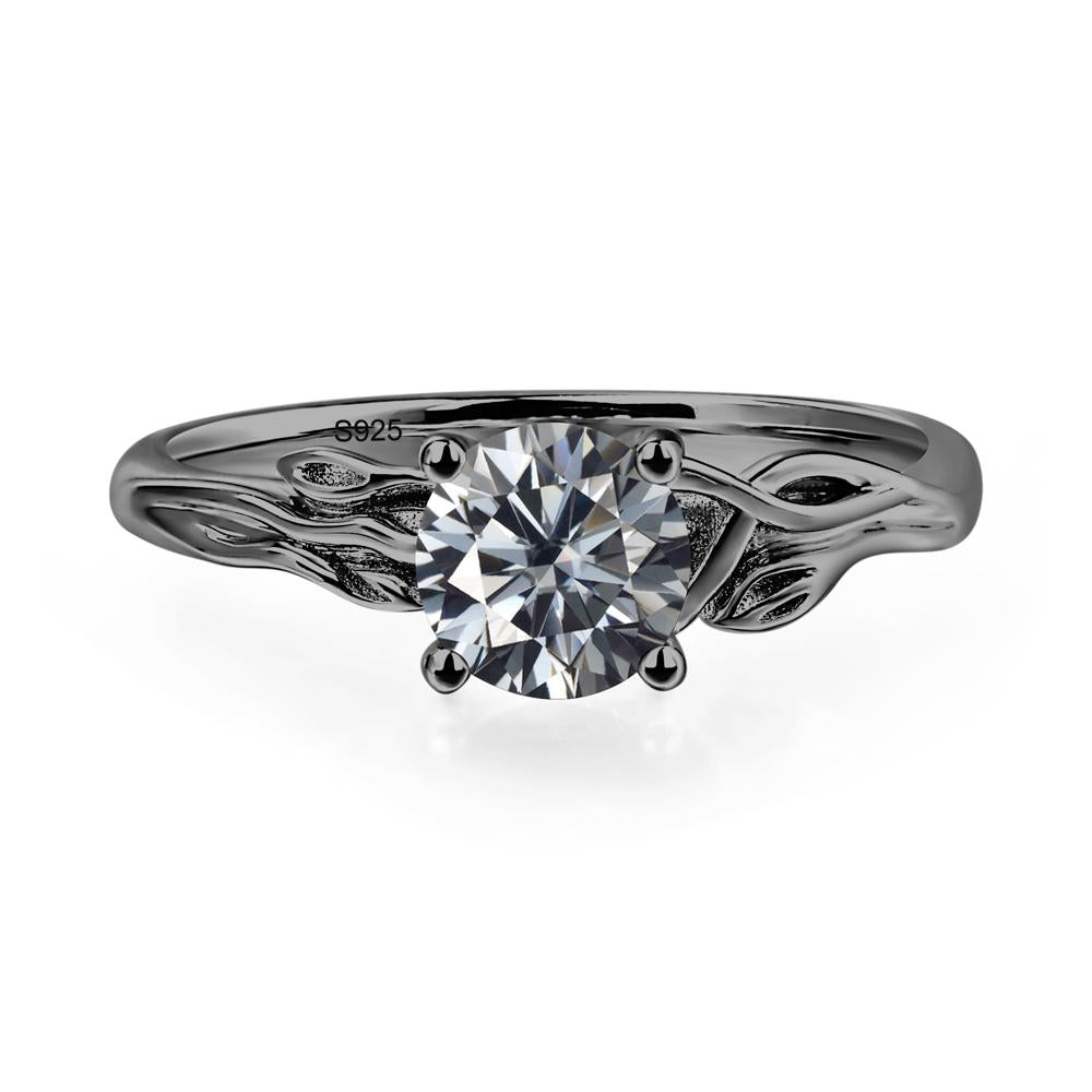 Petite Grey Moissanite Leaf Ring | LUO Jewelry #metal_black finish sterling silver