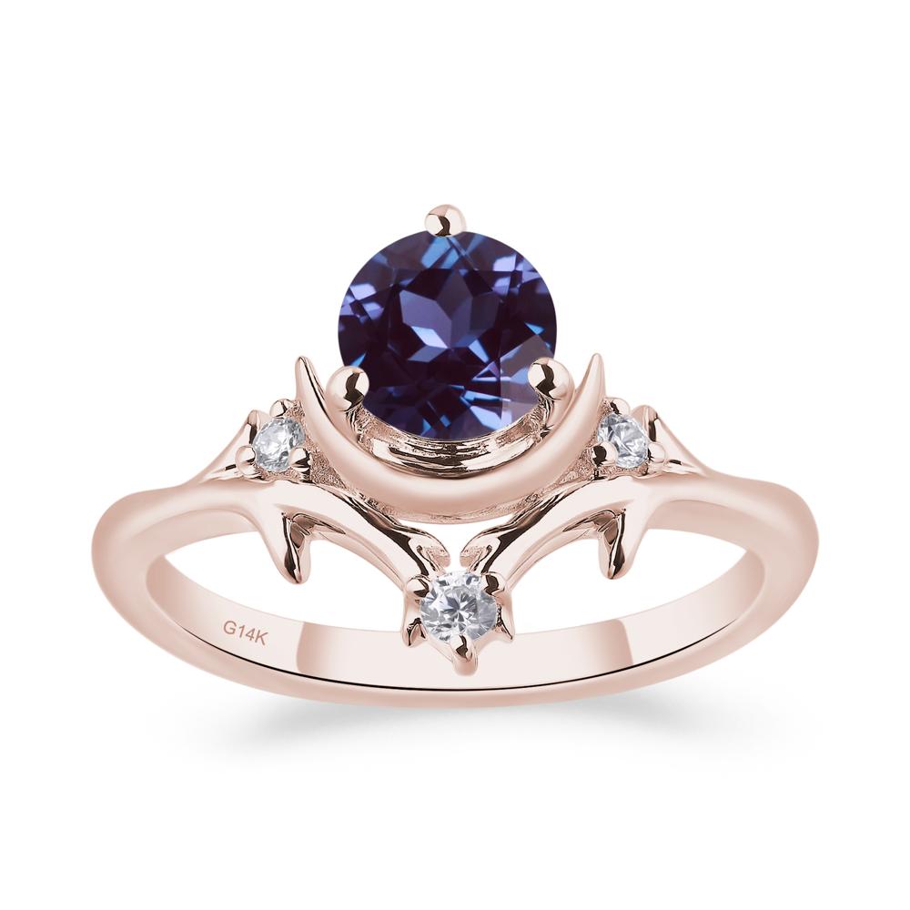 Alexandrite Moon and Star Ring - LUO Jewelry #metal_14k rose gold