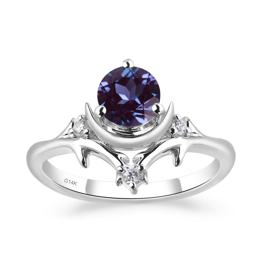 Alexandrite Moon and Star Ring - LUO Jewelry #metal_14k white gold