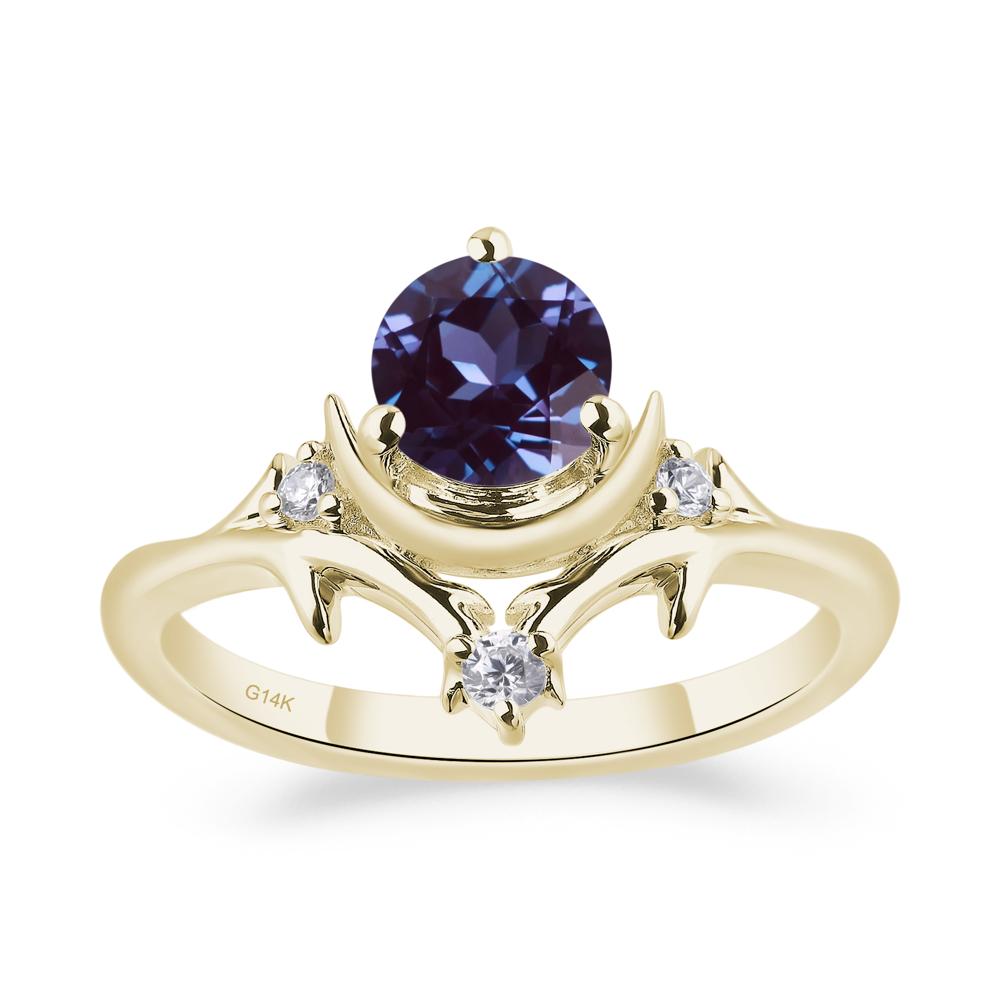 Alexandrite Moon and Star Ring - LUO Jewelry #metal_14k yellow gold