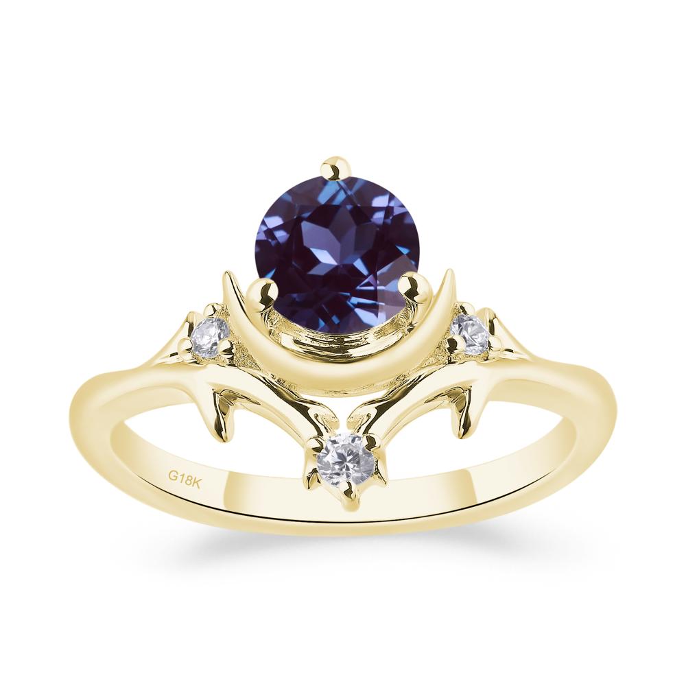 Alexandrite Moon and Star Ring - LUO Jewelry #metal_18k yellow gold