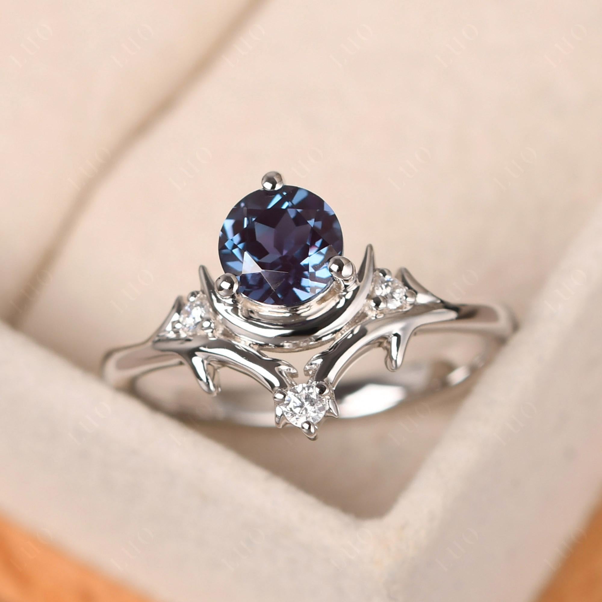 Alexandrite Moon and Star Ring - LUO Jewelry 