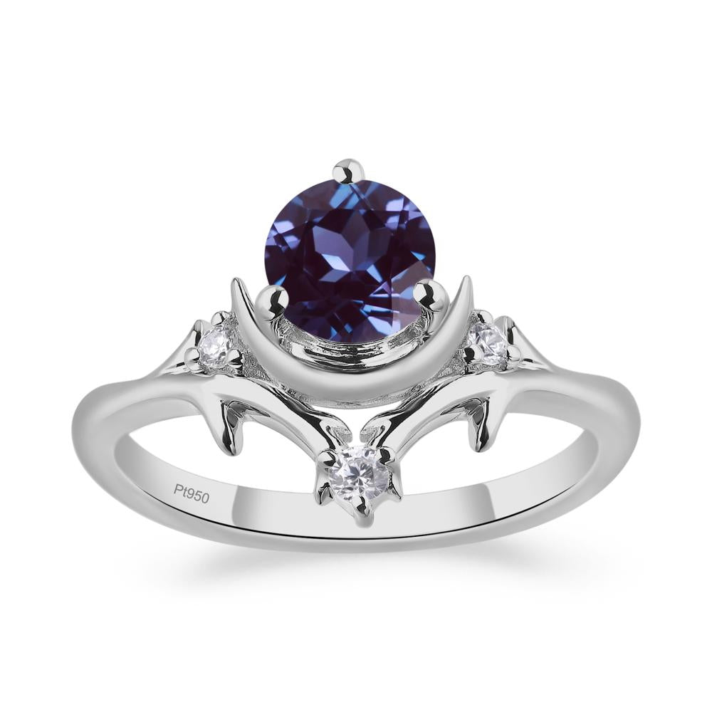 Alexandrite Moon and Star Ring - LUO Jewelry #metal_platinum