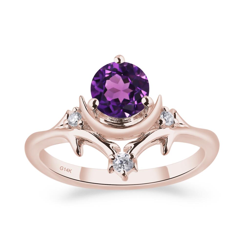 Amethyst Ring with Moon and Star - LUO Jewelry #metal_14k rose gold