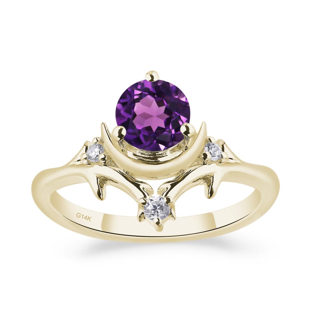 Amethyst Ring with Moon and Star - LUO Jewelry #metal_14k yellow gold