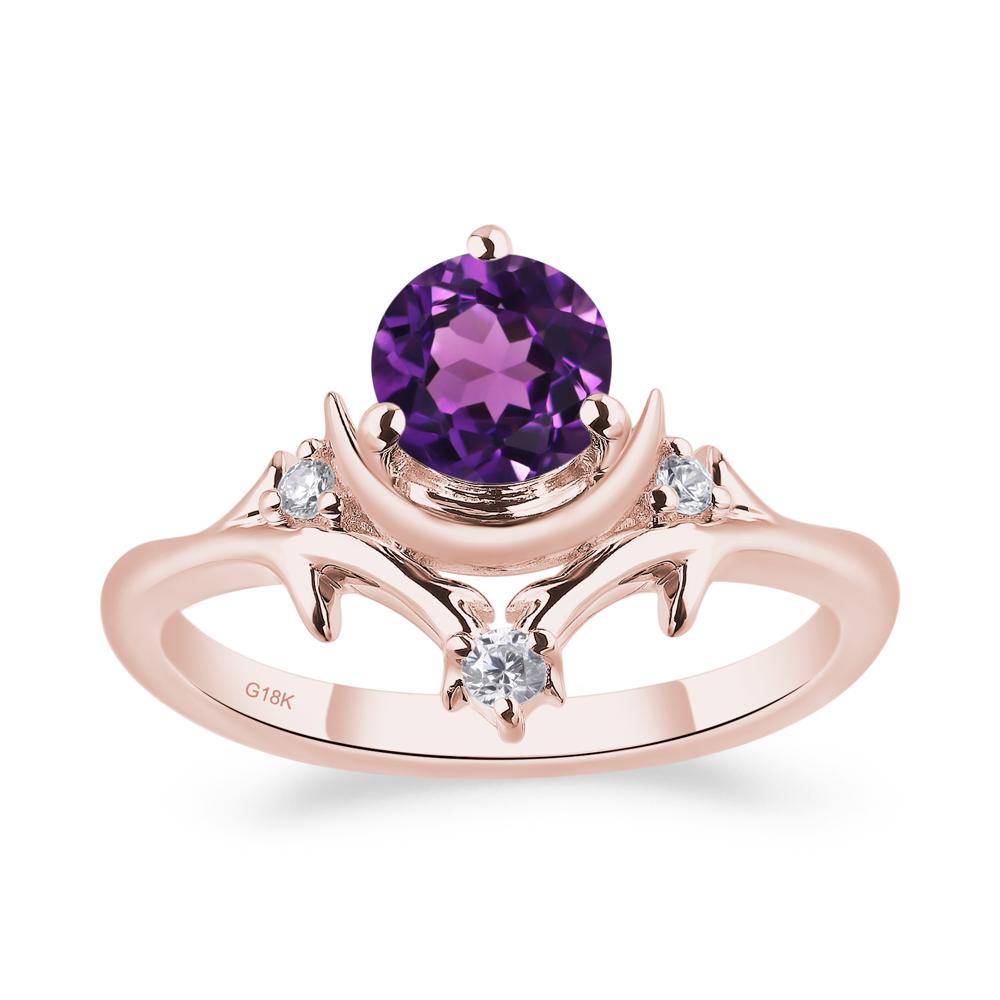 Amethyst Ring with Moon and Star - LUO Jewelry #metal_18k rose gold