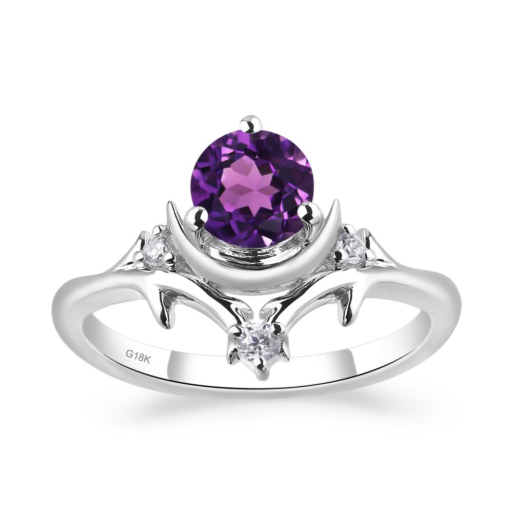 Amethyst Ring with Moon and Star - LUO Jewelry #metal_18k white gold