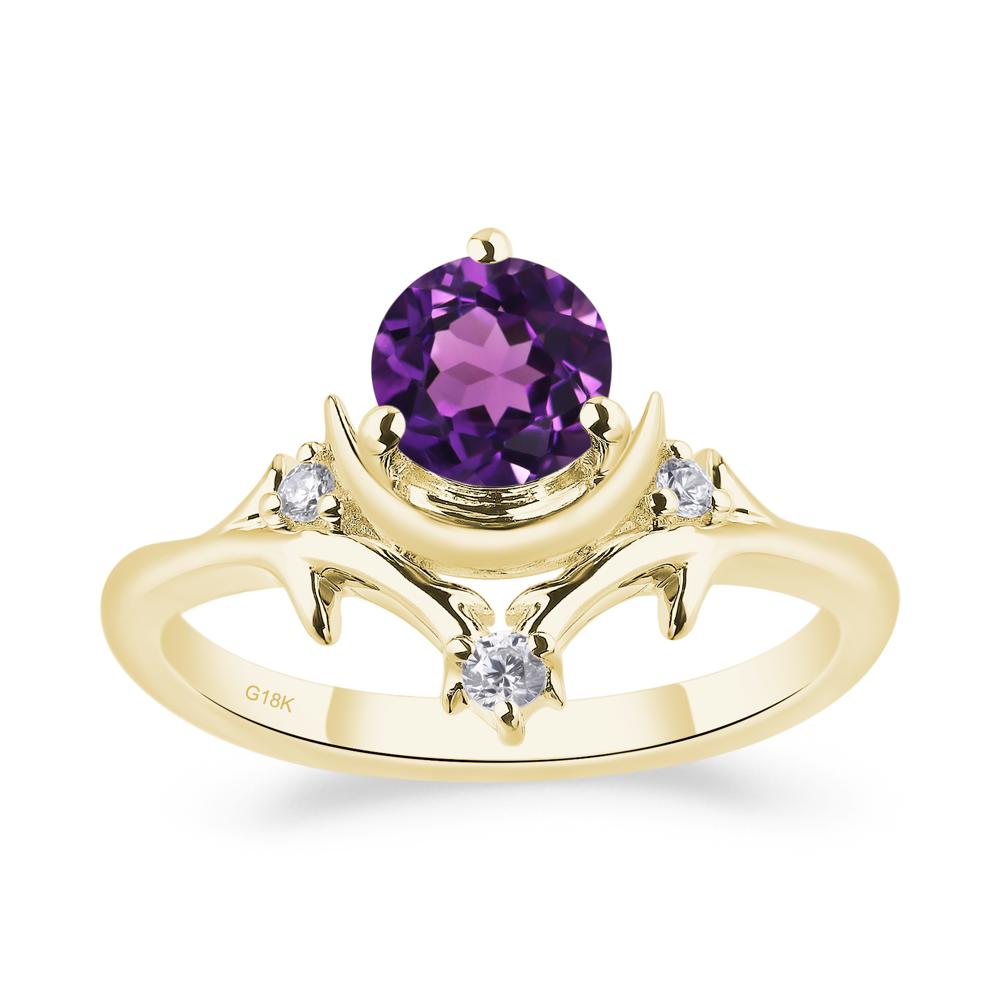 Amethyst Ring with Moon and Star - LUO Jewelry #metal_18k yellow gold