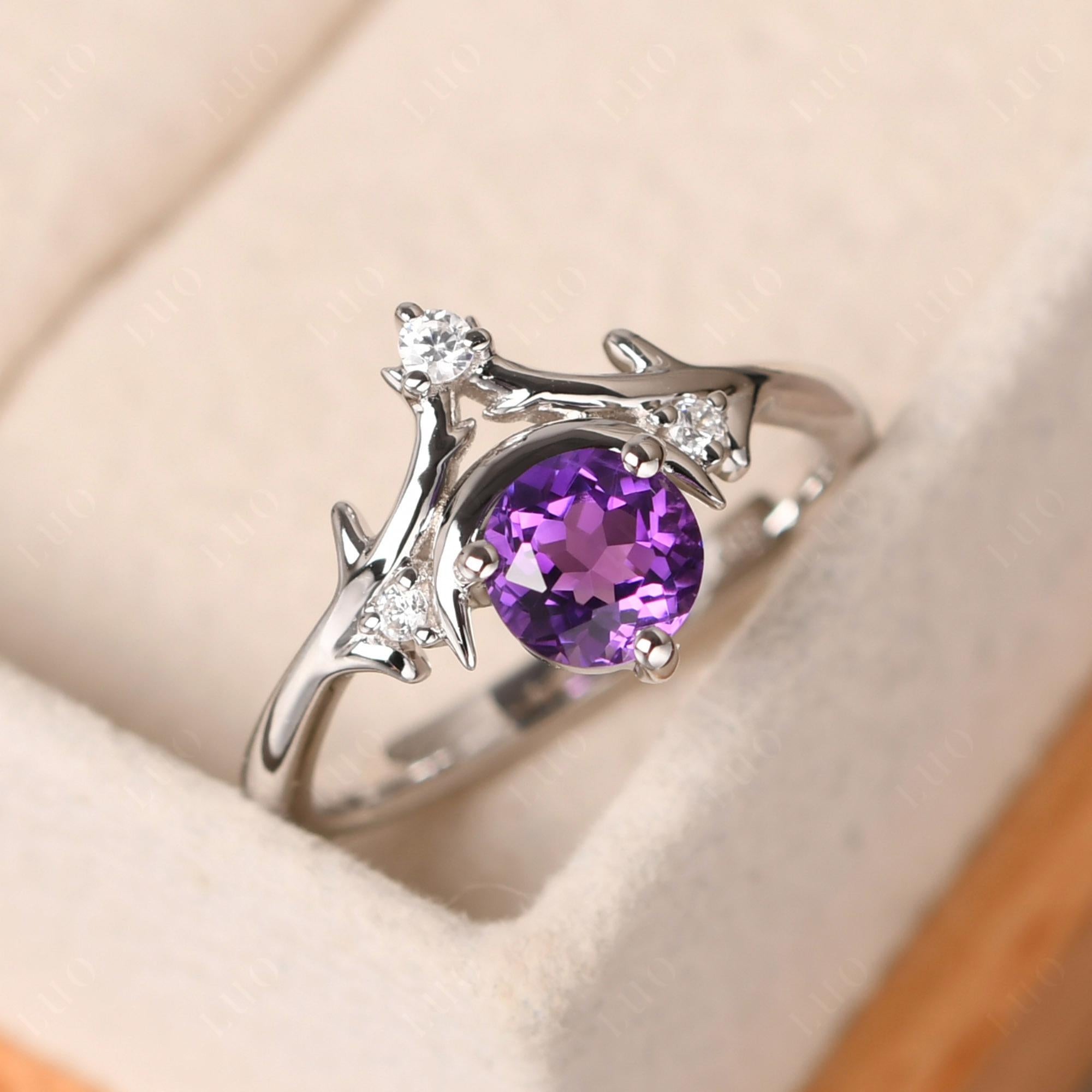 Amethyst Ring with Moon and Star - LUO Jewelry 