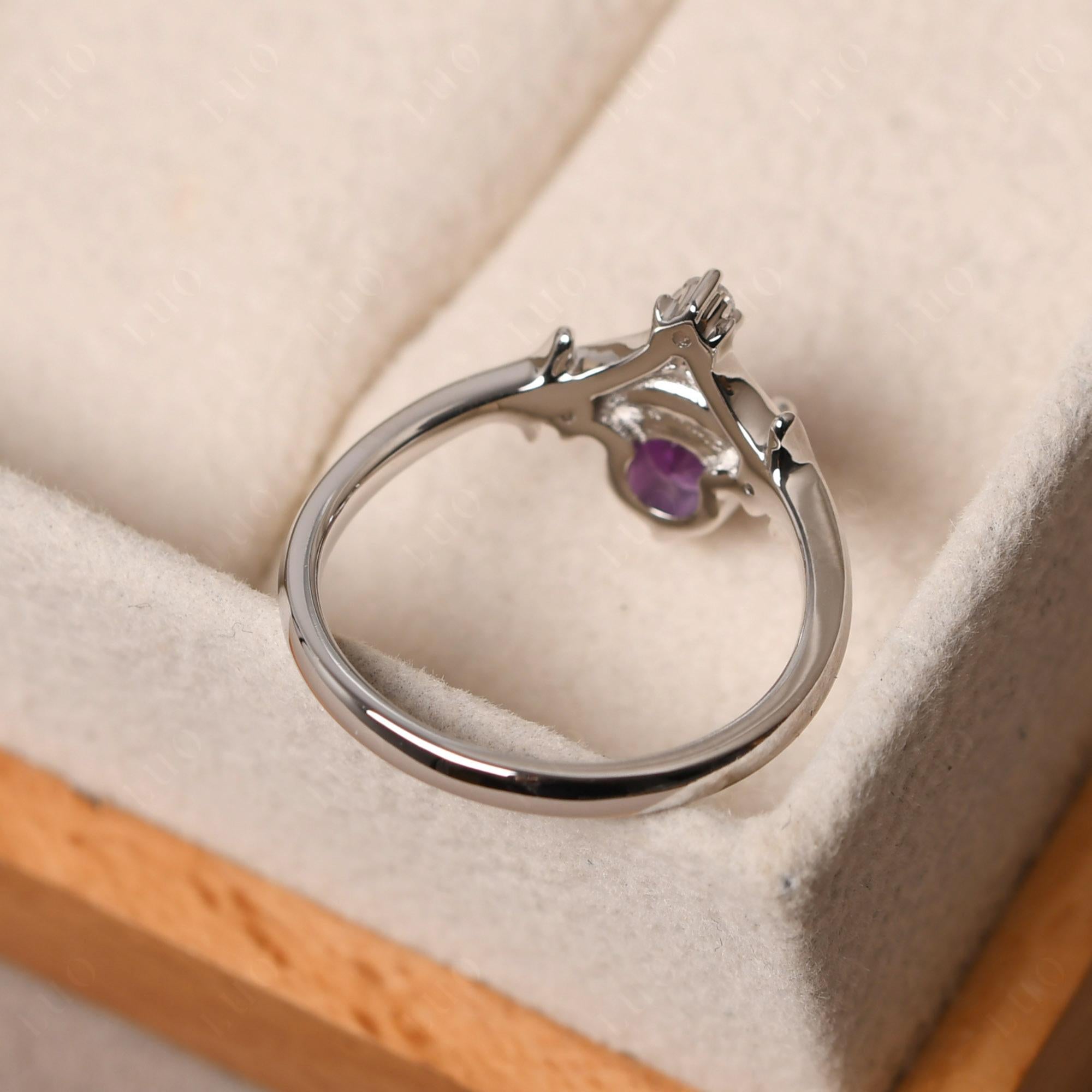 Amethyst Ring with Moon and Star - LUO Jewelry 