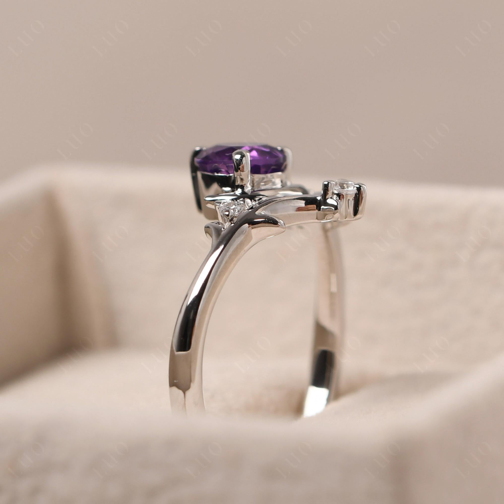 Amethyst Ring with Moon and Star - LUO Jewelry 