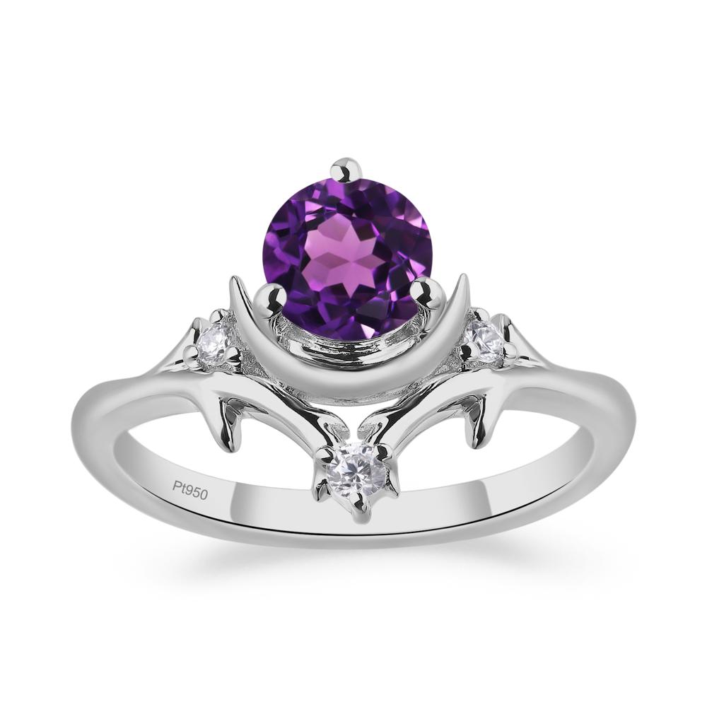 Amethyst Ring with Moon and Star - LUO Jewelry #metal_platinum