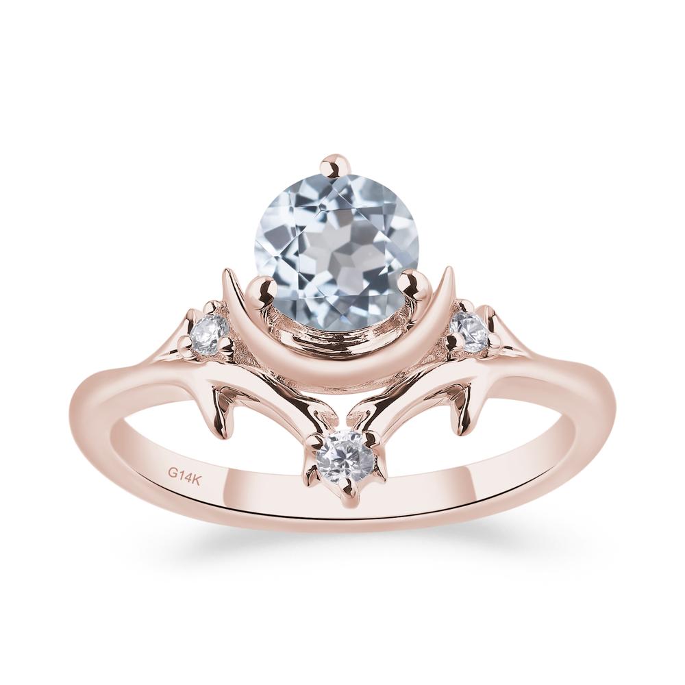 Aquamarine Crescent Moon and Star Ring - LUO Jewelry #metal_14k rose gold